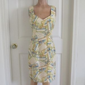 Vintage Dana Buchman silk dress, soft yellow, Sz 4